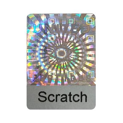 China Custom Anticounterfeit Security Hologram Antifake Holographic Scratch Label for sale