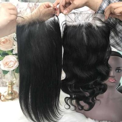 China Straight Hair 5*5 100% Swiss Lace Closure Pre Plucked Hd Lace Closures for sale