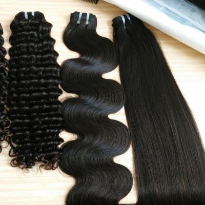 China Silky Straight Wave Natural Black Double Drawn Cuticle Lined 100% Unprocessed Raw Virgin Human Hair Bundles 12a for sale