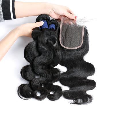 China Top Quality Natural Body Wave Grade 10A Color Hair Body Weave Bundle With Closure for sale