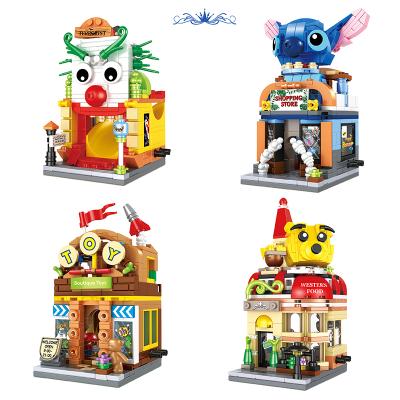 China DIY PLAY 2022 New Paradise Series Brick Set Clown Shopping Horror House Shop Model Building Blocks For Children DIY Toys for sale