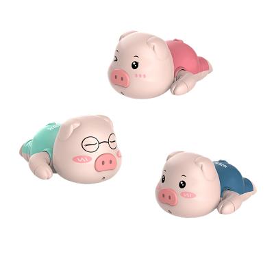 China Bath Toy Wholesale Animal Floating Wind Up Chain Baby Bath Toys Cute Cartoon Pig Cogs Toys for sale