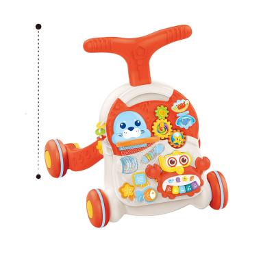 China Multi-functional children's educational toy 2 in 1baby walkers and multi-functional active table with light and music for sale