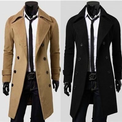 China SIPO Autumn and Winter Ditch Coat Men's Anti-Shrink Thin Jacket Double-Breasted Wool Coat Men's Long Coat for sale