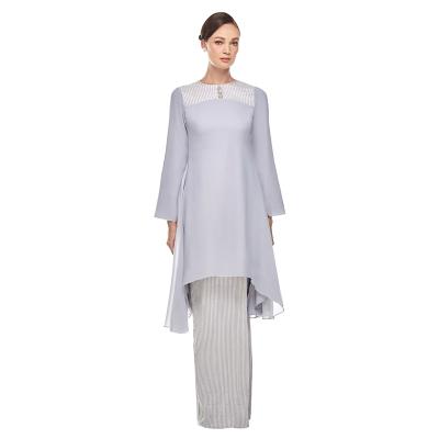 China Polyester Color Peplum Autumn Islamic Clothing Muslim Clothing Sets Baju Raya Maxi Dresses Women Two Pieces Borong Lady Baju Kurung for sale