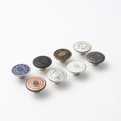 China Custom Logo Round Snap Alloy Jeans Button Boton Vaquero Nickel Free Metal Button For Jeans for sale