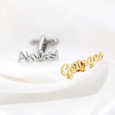 China European and American Style OEM Personalized Custom Brand Logo Gemelos Brass Letters Cufflinks For Men for sale