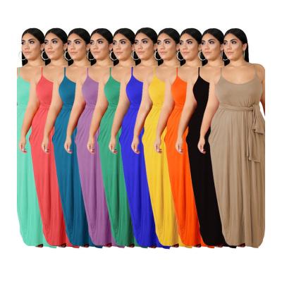 China SS708 Solid Color Spaghetti Strap Plus Size Anti-Static Muslim Dress Skirts Larger Women Dress Spring for sale