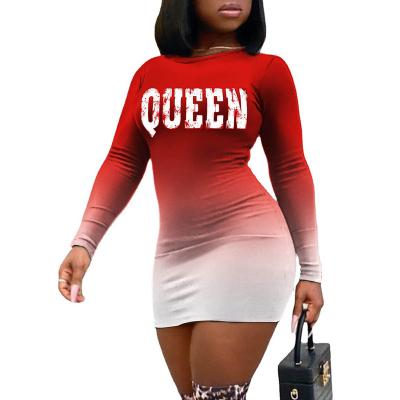 China 2021 New Arrival Women's Anti-Static Casual Dress Queen Long Sleeve Mini Bodycon Dress With Lady for sale