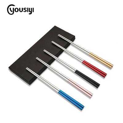 China Sustainable Factory 304 Stainless Steel Restaurant Tabletop Mirror Polished Reusable Colored Chopsticks for sale