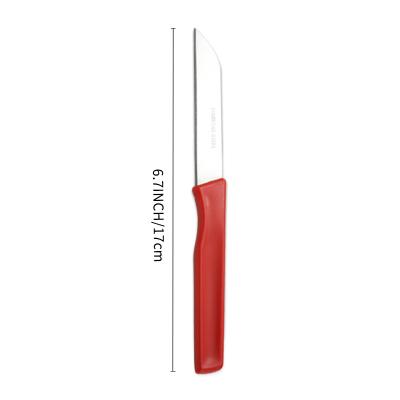 China Durable Red Handle Kitchen Fruit Peeling Knife Household Stainless Steel Plastic Paring Knife for sale