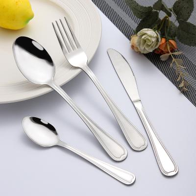 China Viable Wholesale 410 Stainless Steel Cutlery Set Wedding Flatware Christmas Gift Stainless Steel Cutlery Bulk Cutlery for sale