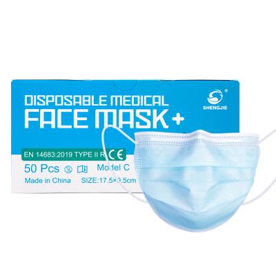 China 3 Ply Earloop Type IIR Level Face Mask EN14683 Health And Safe BFE98% Mask 3ply Blue CE Medical Mask for sale