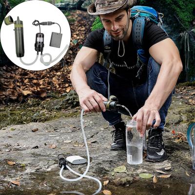 China Camping/hiking/outdoors/travel/survival/travel+trailer military caravan accessories portable water filter with USB pump for sale