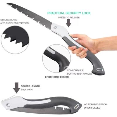 China Outdoor High Quality Portable Camping Pruning Garden Branch Wood Saw Folding Saw Tree Folding Blade Steel Hand Saw for sale