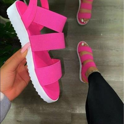 China 2021 Roman Women Open Toe Beach Summer Sandals Ladies Ankle Strap Flat Soft Paddle Anti-slippery Unique Slide Sandals for sale