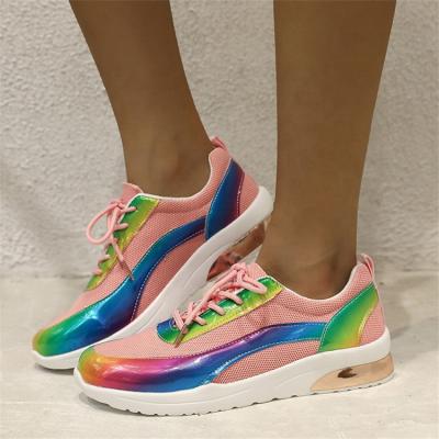 China 2021 Women Mesh Lace Thick Bottom Platform Anti-Smell CIA Running Shoes Fashion Hot Colorful Tennis Sneakers for sale