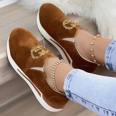 China High Top Round Low Toe Sneakers Lady Rhinestone Fabric Women Flats Wholesale Anti-skid Heel Slip On Loafers Flats Shoes for sale