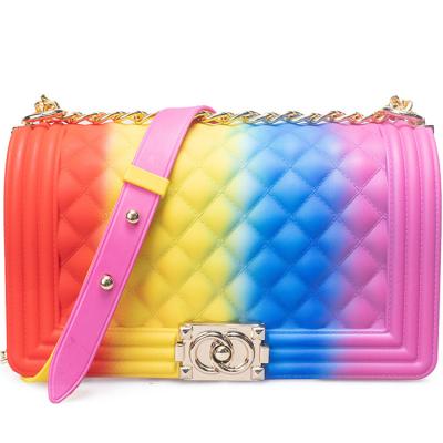 China New Arrival PVC Women Rainbow Handbag Shoulder Bag Messenger Bag Vintage Pvc Transparent Bag Waterproof Jelly Bags for sale