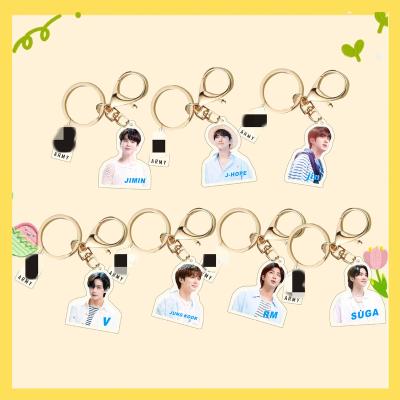 China Promotion Gift Wholesale Kpop Idol Merch Bangtan Boys Hold Up To Come Again Stage Key Chain Acrylic Plastic Keychain for sale