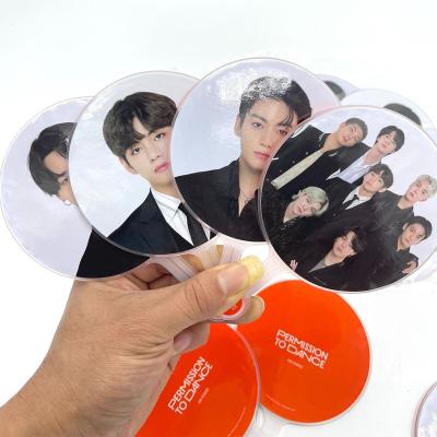 China Wholesale South Korean Kpop Idol Group Merch Double Sides Bangtan Boys License To Dance On Stage Mini Hand Fan Plastic Fan Image Stake for sale