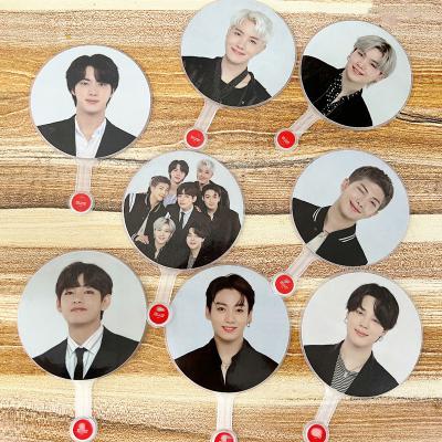 China Wholesale South Korean Kpop Idol Group Merch Double Sides Bangtan Boys License To Dance On Stage Mini Hand Fan Plastic Fan Image Stake for sale