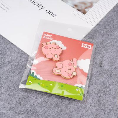 China Merch Wholesale Cartoon Group South Korea Idol Cute Character BT21 Kpop Badge for sale