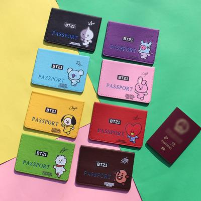 China Normcore/Kpop Cute Bangtan Boys BT21 Passport Holder Cover PU Minimalist Wholesale Cartoon for sale