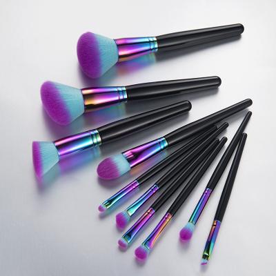 China HCS 10pcs Mix Foundation Makeup Brushes Foundation Powder Professional Eyeshadow Make Up Brush Set Synthetic Hair Colorful Makeup Brushes for sale