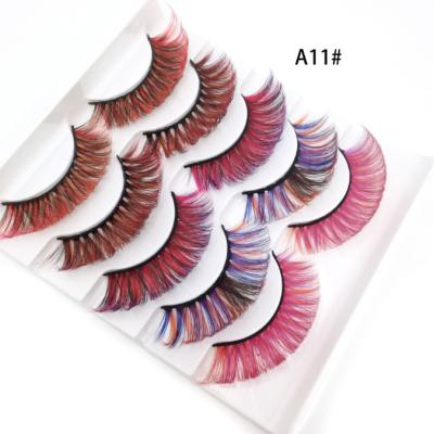 China 2022 Synthetic Hair Color Assorted False Eyelashes 5 Pairs Mink Premium Synthetic Grafted Eyelashes for sale