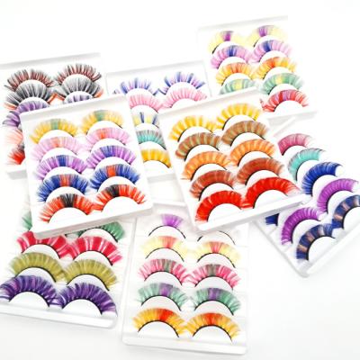 China 2022 Synthetic Hair Colored False Eyelashes 5 Pairs Mink Premium Synthetic Grafted Eyelashes for sale