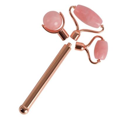 China Eco-Friendly Private Label Ready To Ship Rose Quartz Pink Face Massage Roller for sale