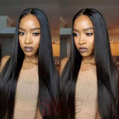 中国 HCS Natural Fit Long Straight Black Wig Synthetic Hair Wig With Bangs Long Bangs Burgundy Red Rose Ombre Blonde Hair Wigs For Women 販売のため