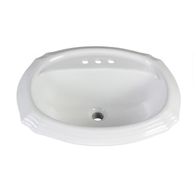 Κίνα LM229 Eco-friendly Sanitary Ware Bathroom Three 22 Inch Ceramic Faucet Holes Countertop Sink Basins προς πώληση