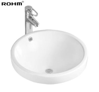 China LM-018 Eco-Friendly Above Counter Basin Cabinet Set Semi Round Basin Bathroom Sink Ceramic Wash Basin Te koop