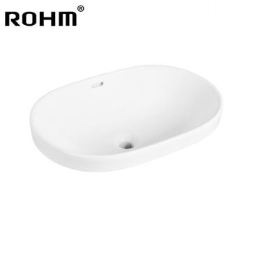 China LM-608 Eco-friendly Oval Shape Basin Sink With Cabinet Set Porcelain Sink Cabinet Ceramic Sink Bathroom Sink Te koop