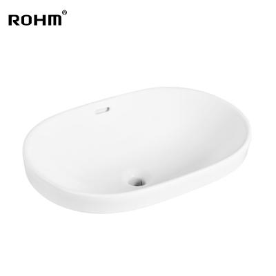 Κίνα LM608 Eco - Friendly Stocked Above Counter Basin Ceramic Oval Wash Basin Hand Wash Basin Bathroom Sink προς πώληση