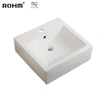 China Eco-Friendly Art Basin Small Size Rectangular Bathroom Hand Stocked White Ceramic Wash Basin LM525 for sale