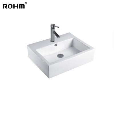 China Art Basin Modern Rectangular Bathroom Hand Wash Basin White Ceramic Sink Eco-friendly Luxury Stocked Basin LM271 zu verkaufen