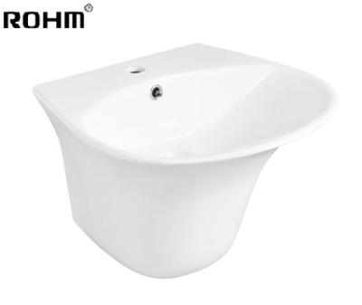 China R-WH007 Eco-friendly Wall-hung Vanity Water Basin Porcelain Sink Wall Sink Modern Basin Basins Wash Bathroom à venda