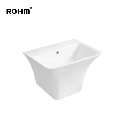 China Hot Sale R-WH008 Bathroom Basin Modern Design Sanitary Sink Wall-Hung Eco-Friendly Wall-Mounted Ceramic Sink Hand Wash Basin for sale