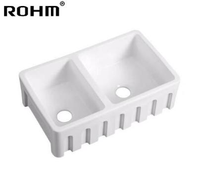 China F2422 Kitchen Sink Handmade Kitchen Double Sink Eco-friendly Ceramic Bowl Under Modern Kitchen Sink Farmhouse à venda