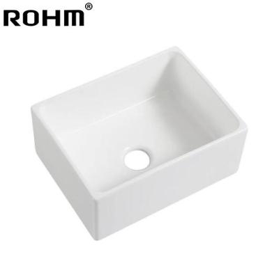 China Handmade Apron Tidy Front Sink Farmhouse Sinks Kitchen Eco-friendly Ceramic Basin Sink Kitchen FC-2418 for sale