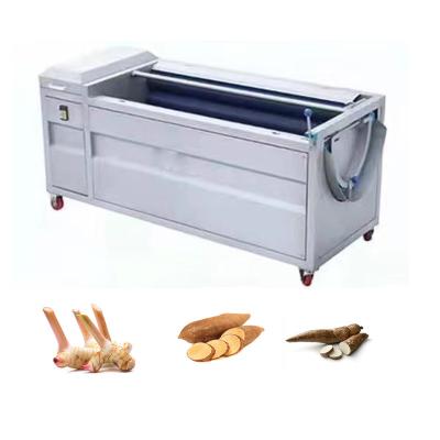 China Stainless steel commercial sourcing automatic ginger yacon cassava peeler with U shape brush for 500-800 kg/h capacity vegetable peeling machine for sale