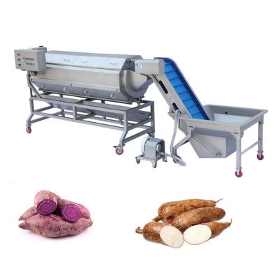 China Industrial Commercial Catering Sweet Potato Cassava Joint Peeler Machine with 9 Brushes for 500-800 kg/h Hour Capacity Washing and Peeling Machine for sale