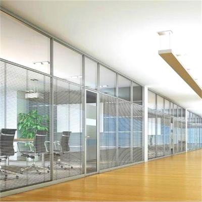 China Preinstalled Acoustic Interior Wooden Partition Wall Partition Glass Partition Wall And Wooden Door For Office for sale