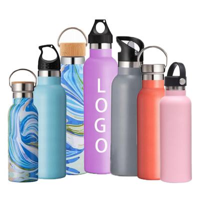 China Custom Logo 750ml Stainless Steel Water Bottle 64oz Customized Viable Wide Mouth Gym Water Bottle Thermal Flask With Handle for sale