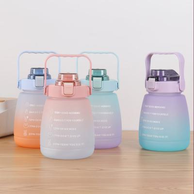 China Viable Wholesale Hot Drinking Amazon BPA Free Portable Gradient Color Frosted Large Capacity 1500ml Big Belly Plastic Water Bottle for sale