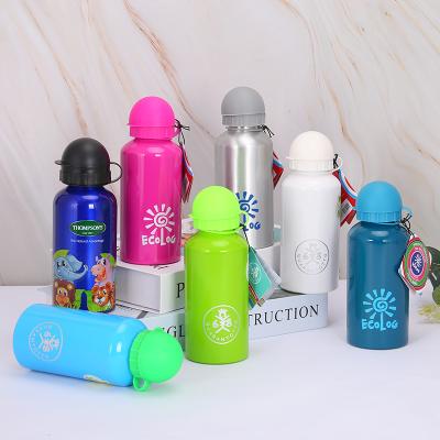 China Hot Selling Viable 500ml Printing White Aluminum Log Thermal Suction Water Bottle With Plastic Push-Pull for sale