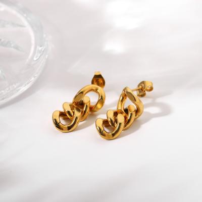 China Vintage Earrings Vershal A680 New Fashion 18k Gold Plated Stainless Steel Minimalist Chain Drop Earrings for sale